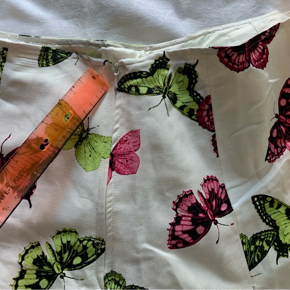 TALBOTS.Butterfly Print Skirt -Cream with Pink and Green Accents. - Picture 2 of 6